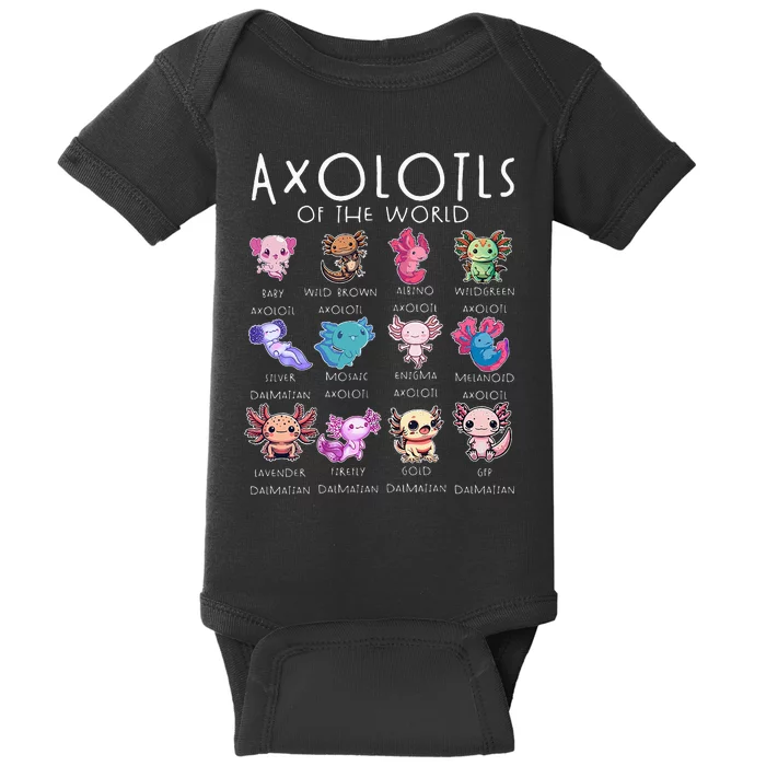 Axolotls Of The World Funny Kawaii Axolotls Girls Baby Bodysuit