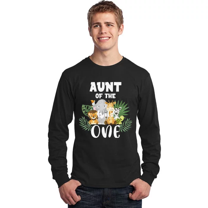 Aunt Of The Wild One 1st Birthday Safari Family Matching Tall Long Sleeve T-Shirt