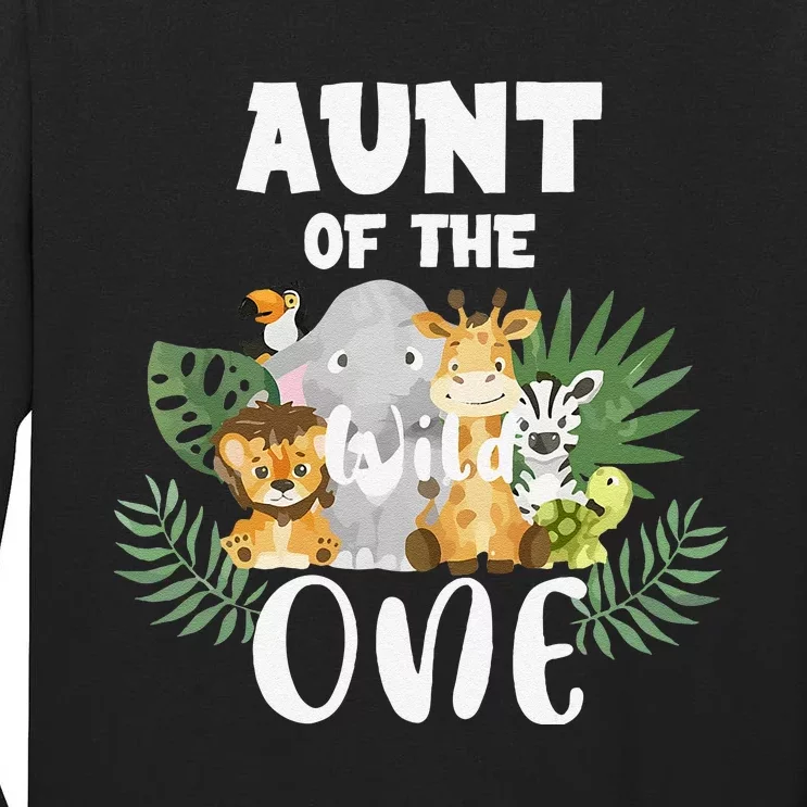 Aunt Of The Wild One 1st Birthday Safari Family Matching Tall Long Sleeve T-Shirt