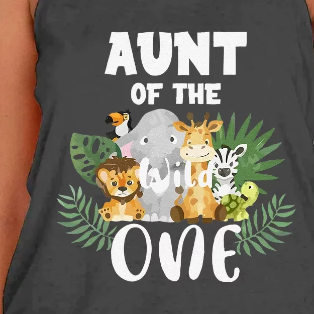 Aunt Of The Wild One 1st Birthday Safari Family Matching Women's Knotted Racerback Tank