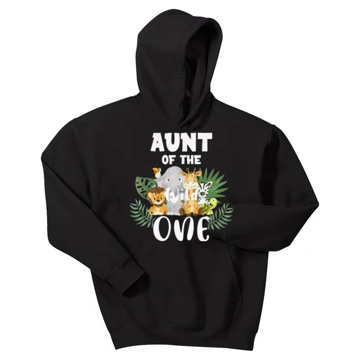 Aunt Of The Wild One 1st Birthday Safari Family Matching Kids Hoodie