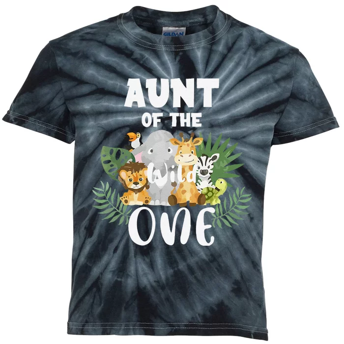 Aunt Of The Wild One 1st Birthday Safari Family Matching Kids Tie-Dye T-Shirt