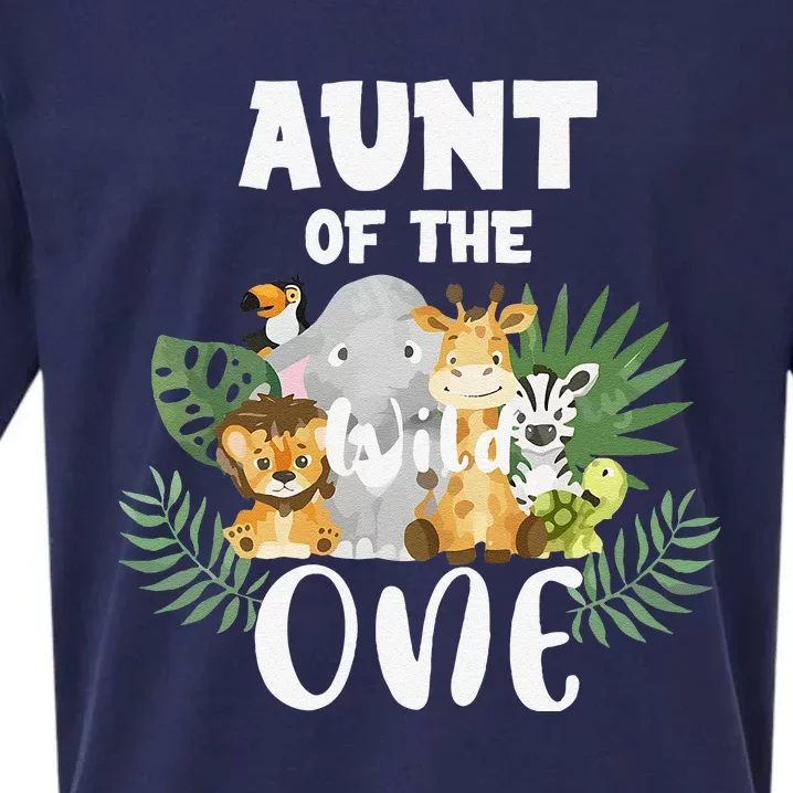 Aunt Of The Wild One 1st Birthday Safari Family Matching Sueded Cloud Jersey T-Shirt