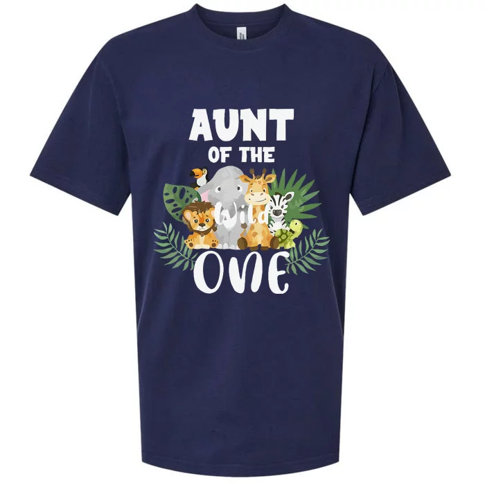 Aunt Of The Wild One 1st Birthday Safari Family Matching Sueded Cloud Jersey T-Shirt