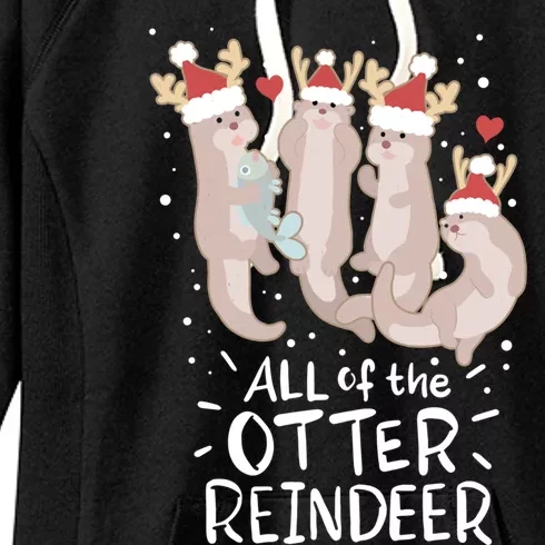 All Of The Otter Reindeer Funny Christmas Gift Women's Fleece Hoodie