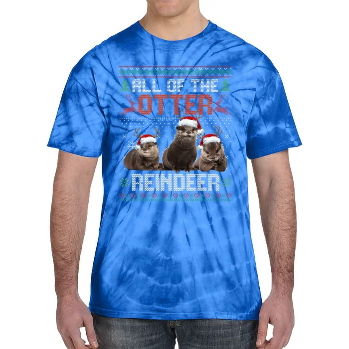 All Of The Otter Reindeer Christmas Funny Xmas Otter Lovers Tie-Dye T-Shirt