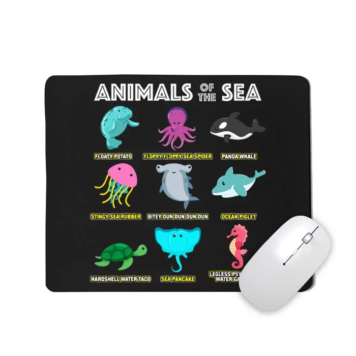 Animals Of The World Sea Creatures Funny Ocean Humor Meme Mousepad