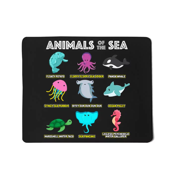 Animals Of The World Sea Creatures Funny Ocean Humor Meme Mousepad