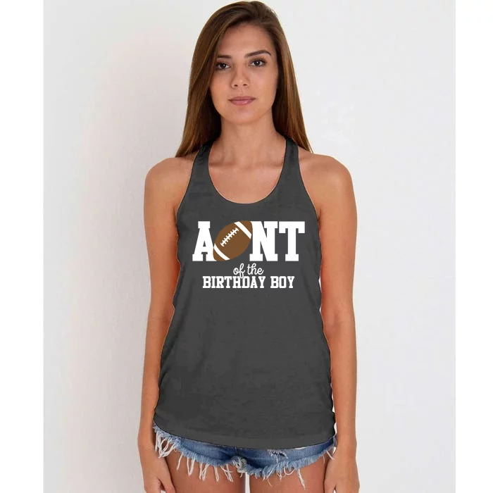 Aunt Of The Birthday Football Lover First Birthday Party Gift Women's Knotted Racerback Tank