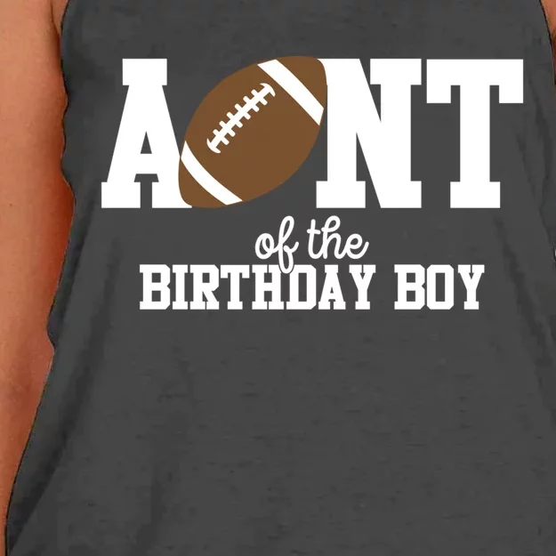 Aunt Of The Birthday Football Lover First Birthday Party Gift Women's Knotted Racerback Tank