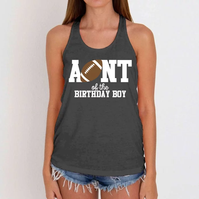 Aunt Of The Birthday Football Lover First Birthday Party Gift Women's Knotted Racerback Tank