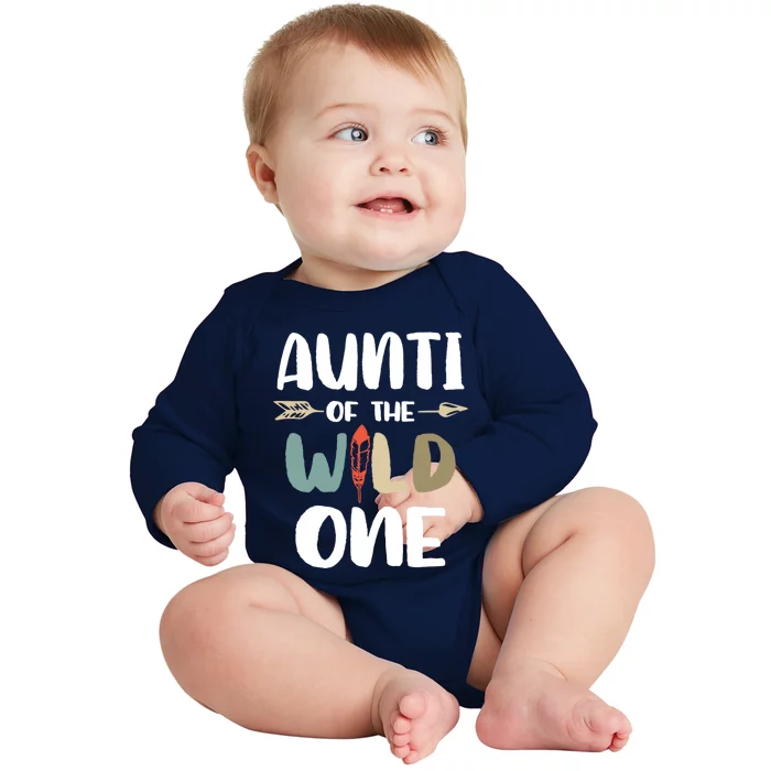 Aunt Of The Wild One Boho Cool Gift Baby Long Sleeve Bodysuit