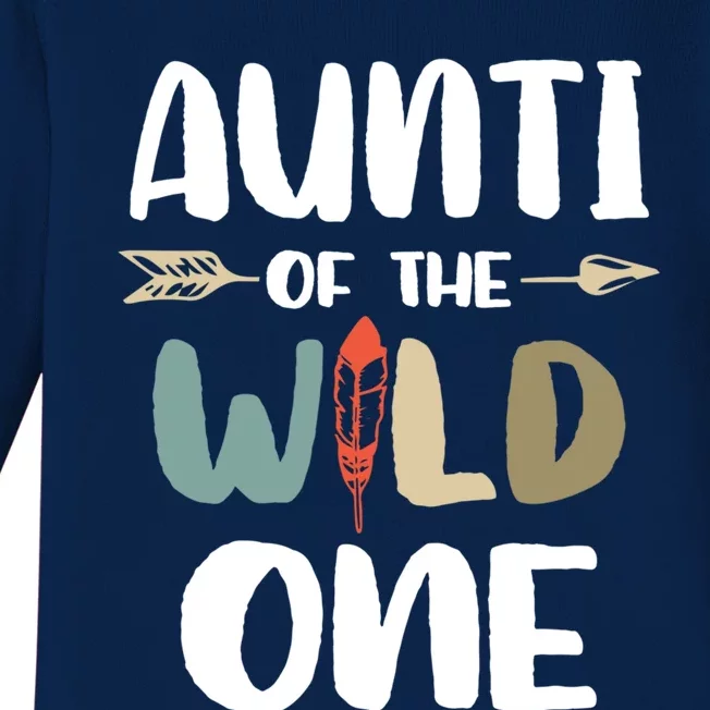 Aunt Of The Wild One Boho Cool Gift Baby Long Sleeve Bodysuit