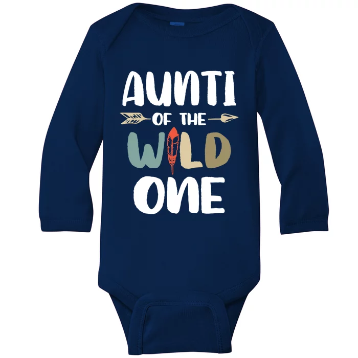 Aunt Of The Wild One Boho Cool Gift Baby Long Sleeve Bodysuit