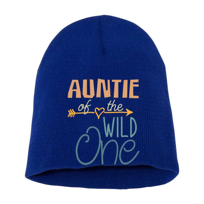 Auntie Of The Wild One For Best Aunt Ever Gift Short Acrylic Beanie