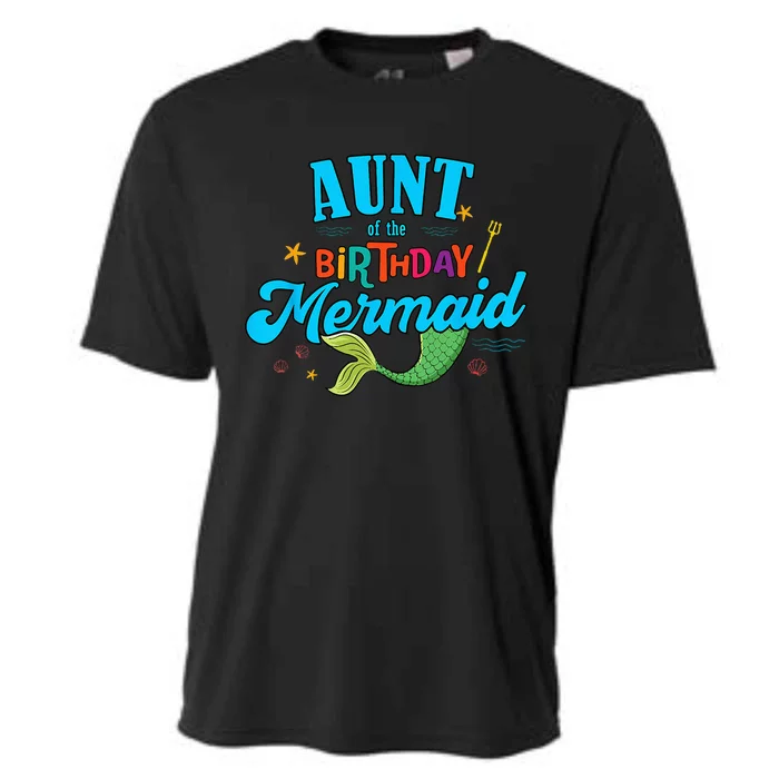 Aunt of the Birthday Mermaid Matching Family Party Squad Cooling Performance Crew T-Shirt