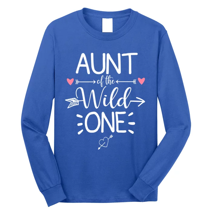 Aunt Of The Wild One Funny 1st Birthday Safari Great Gift Long Sleeve Shirt