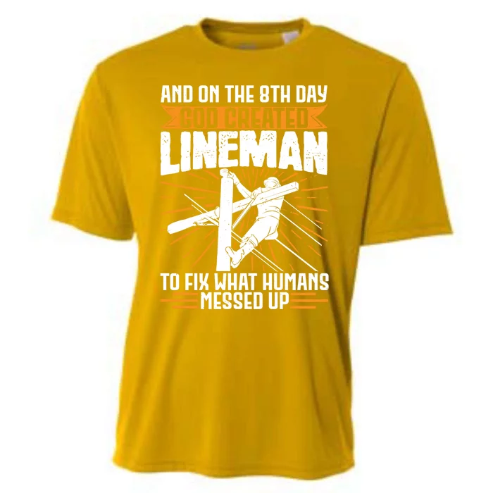 And On The 8th Day God Created Line Electrician Gift Cooling Performance Crew T-Shirt