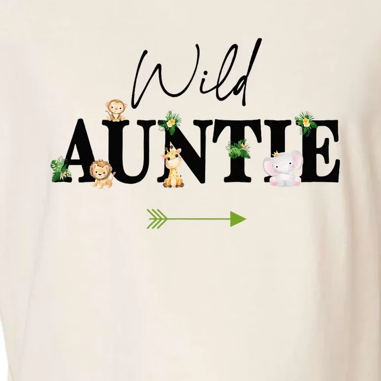 Auntie Of The Wild One Zoo Birthday Safari Jungle Animal Garment-Dyed Women's Muscle Tee