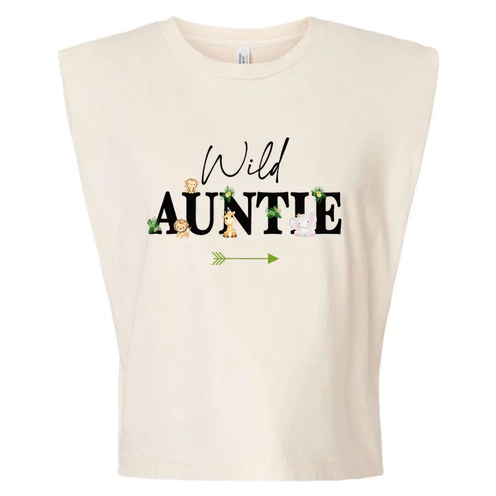 Auntie Of The Wild One Zoo Birthday Safari Jungle Animal Garment-Dyed Women's Muscle Tee