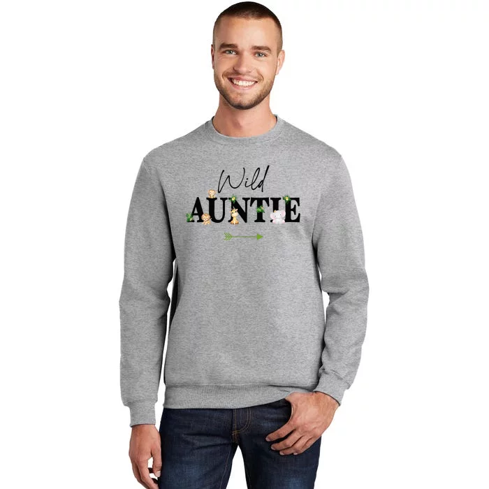 Auntie Of The Wild One Zoo Birthday Safari Jungle Animal Tall Sweatshirt