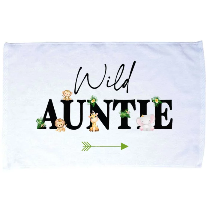 Auntie Of The Wild One Zoo Birthday Safari Jungle Animal Microfiber Hand Towel