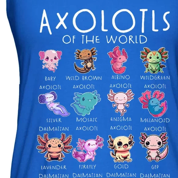 Axolotls Of The World Funny Kawaii Axolotls Ladies Essential Flowy Tank