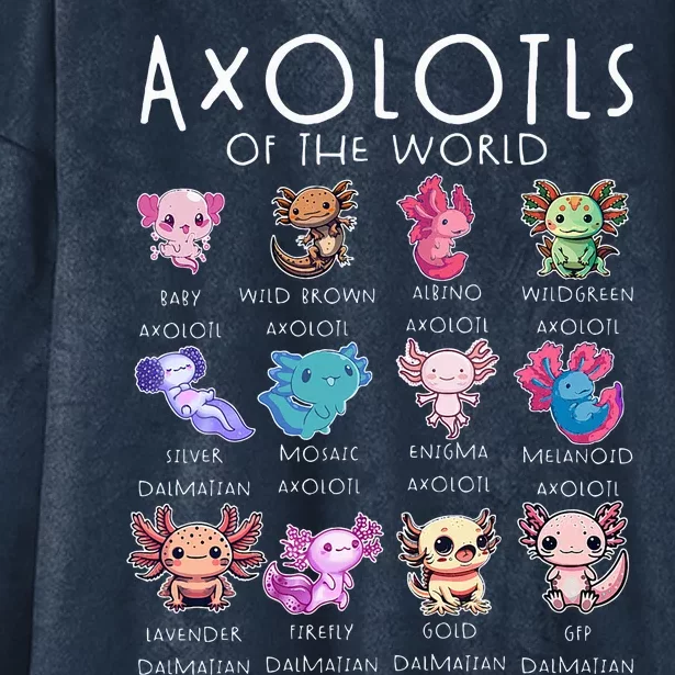 Axolotls Of The World Funny Kawaii Axolotls Hooded Wearable Blanket