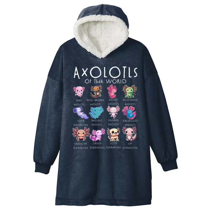 Axolotls Of The World Funny Kawaii Axolotls Hooded Wearable Blanket