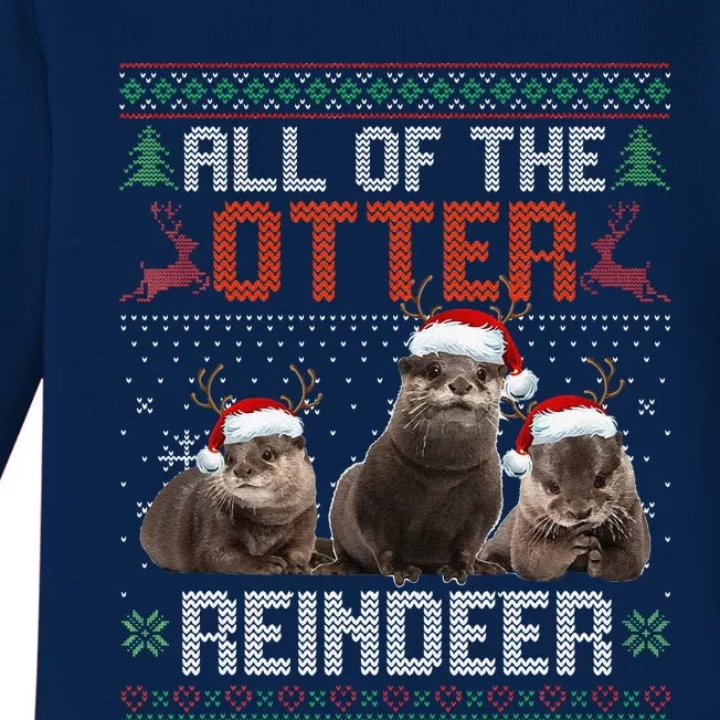 All Of The Otter Reindeer Christmas Funny Xmas Otter Lovers Baby Long Sleeve Bodysuit