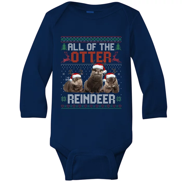 All Of The Otter Reindeer Christmas Funny Xmas Otter Lovers Baby Long Sleeve Bodysuit