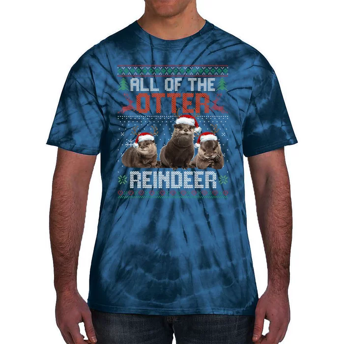 All Of The Otter Reindeer Christmas Funny Xmas Otter Lovers Tie-Dye T-Shirt