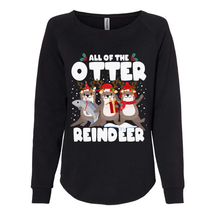 All Of The Otter Reindeer Funny Christmas Pajama Gifts Womens California Wash Sweatshirt