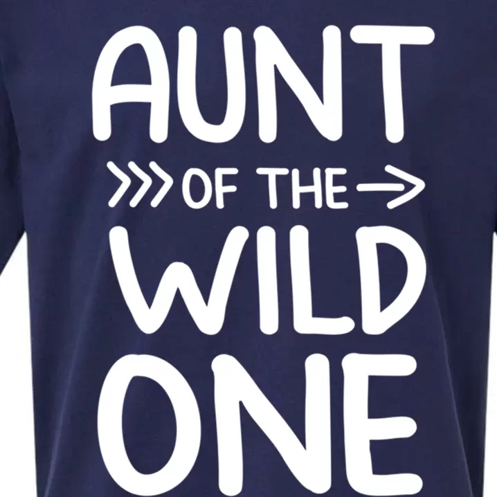 Aunt Of The Wild One Birthday Bday Auntie Great Gift Sueded Cloud Jersey T-Shirt