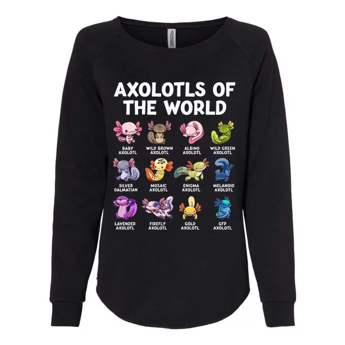 Axolotls Of The World Kawaii Types Of Axolotl Fish Womens California Wash Sweatshirt