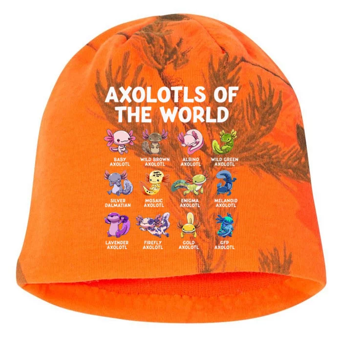 Axolotls Of The World Kawaii Types Of Axolotl Fish Kati - Camo Knit Beanie