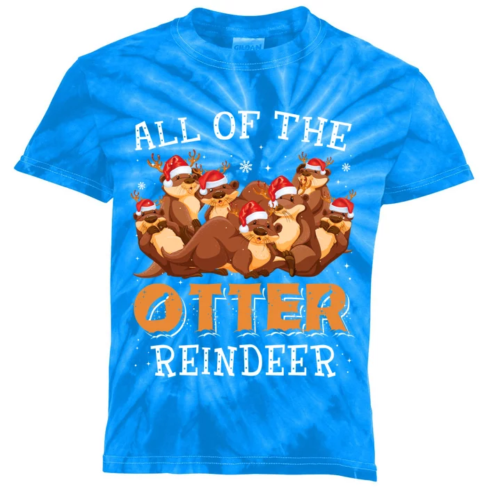 All Of The Otter Reindeer Christmas Funny Cute Gift Kids Tie-Dye T-Shirt