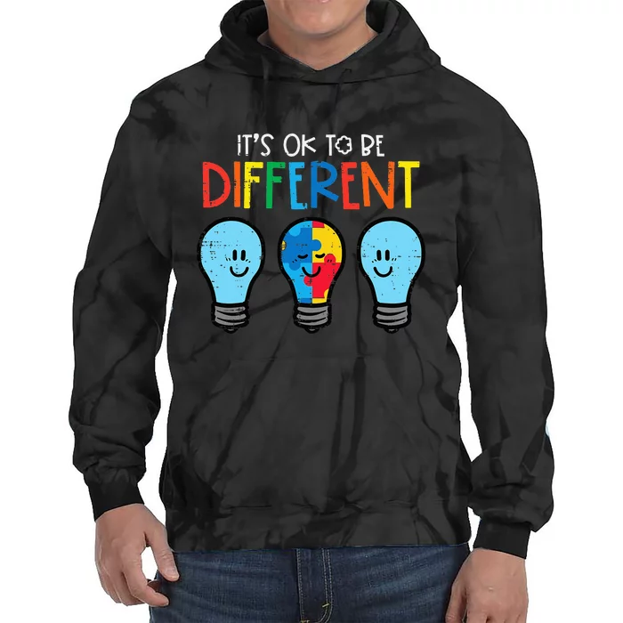 Autism Ok To Be Different Light It Up Blue Tie Dye Hoodie