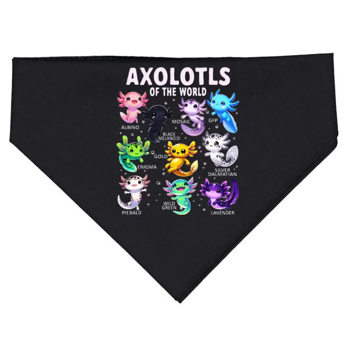 Axolotls Of The World Axolotl Animals USA-Made Doggie Bandana