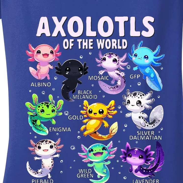 Axolotls Of The World Axolotl Animals Women's V-Neck T-Shirt