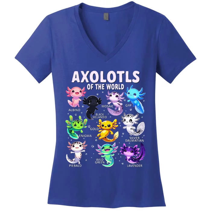 Axolotls Of The World Axolotl Animals Women's V-Neck T-Shirt