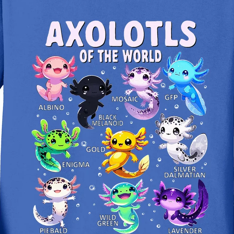 Axolotls Of The World Axolotl Animals Kids Long Sleeve Shirt