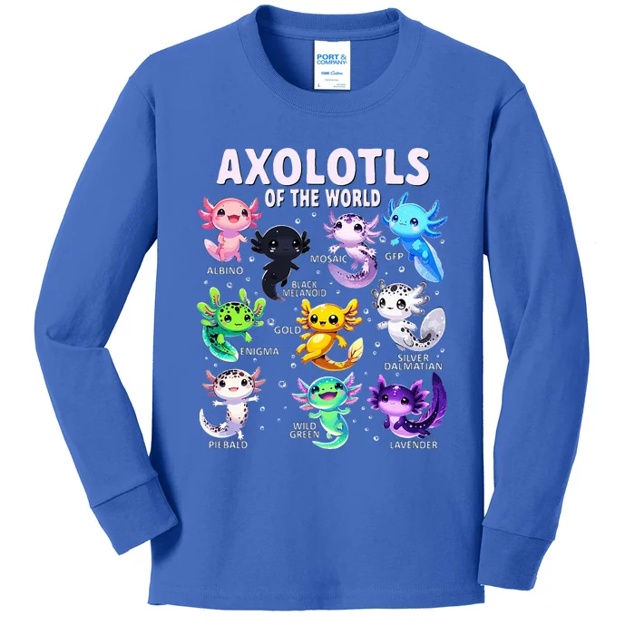 Axolotls Of The World Axolotl Animals Kids Long Sleeve Shirt