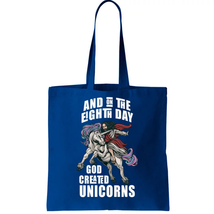 And On The Eighth Day God Created Unicorns Funny Jesus Gift Tote Bag