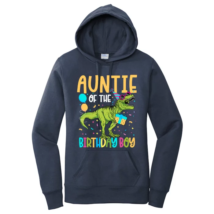 Auntie Of The Birthday Boy Family Matching Dinosaur Squad Women's Pullover Hoodie