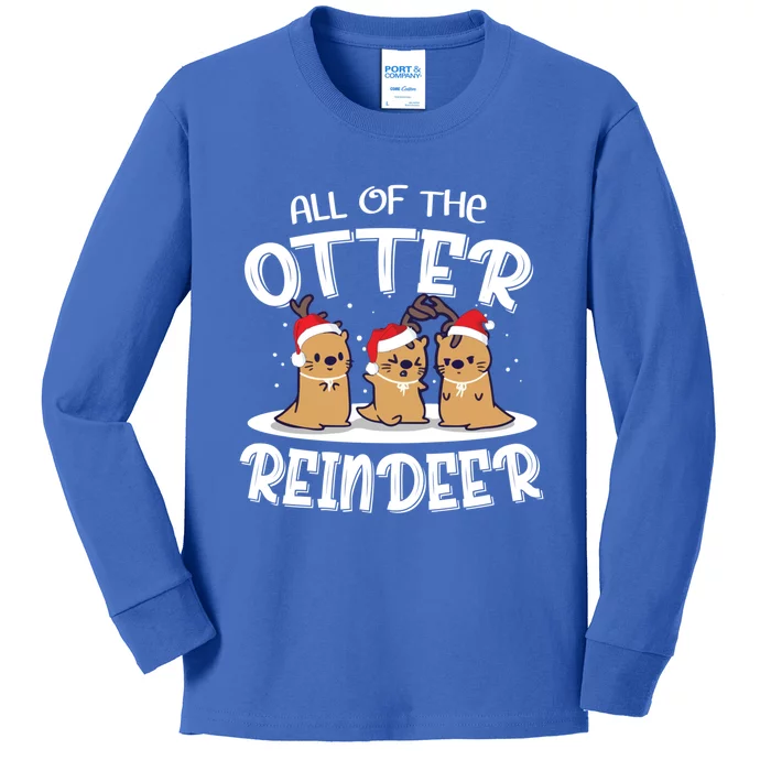 All Of The Otter Reindeer Christmas Otter Lover Cute Gift Kids Long Sleeve Shirt