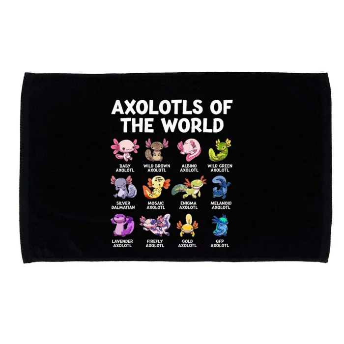 Axolotls Of The World Kawaii Types Of Axolotl Fish Amphibian Microfiber Hand Towel