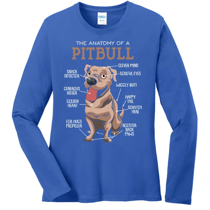 Anatomy Of The Pitbull Gift Pit Bull Bulldogs And Terriers Ladies Long Sleeve Shirt