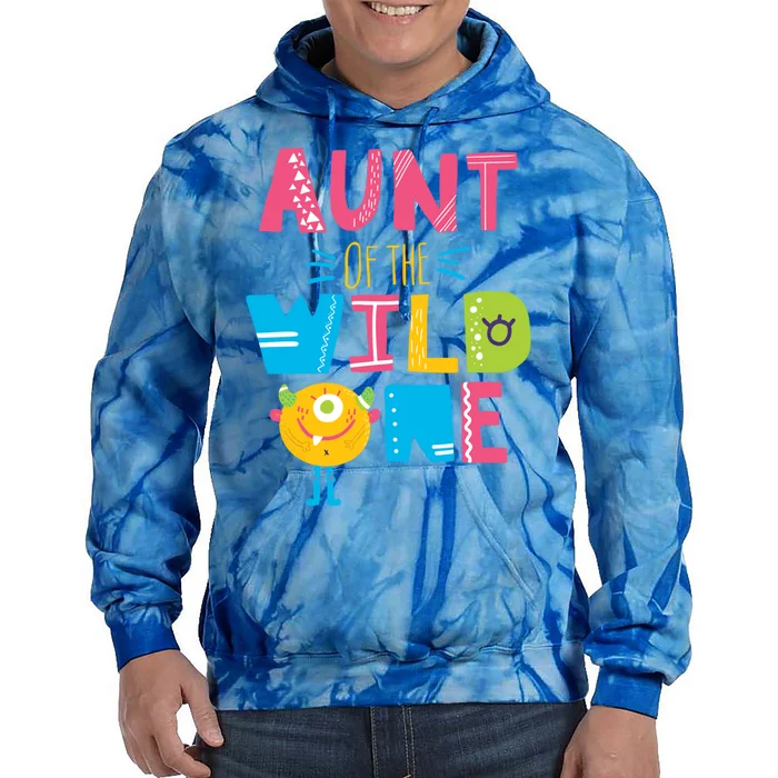 Aunt Of The Wild One Year Old First Birthday Meaningful Gift Tie Dye Hoodie