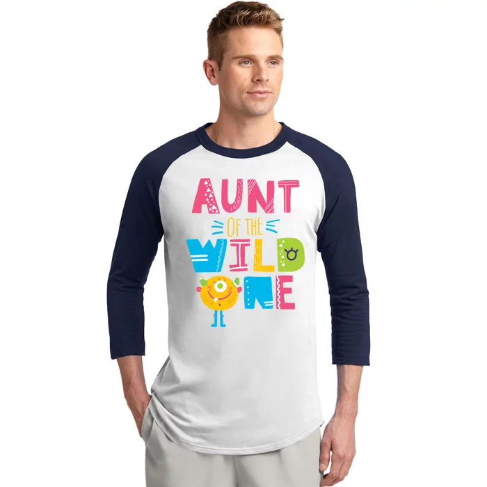 Aunt Of The Wild One Year Old First Birthday Meaningful Gift Baseball Sleeve Shirt